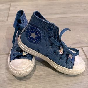 Kids Blue Glitter Converse - size 11